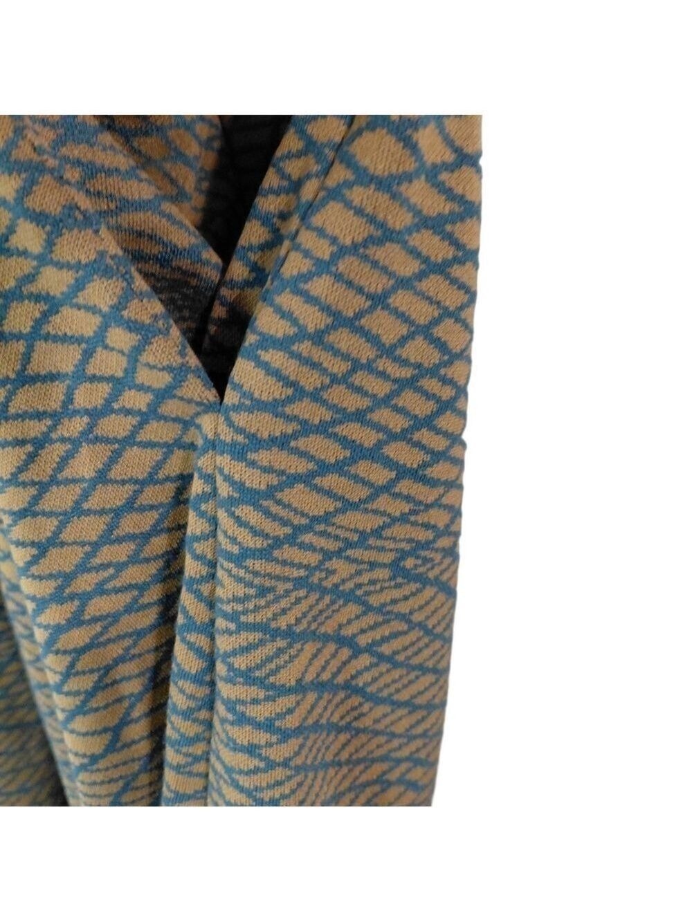 NWT Lularoe Amelia Fit Pleated Dress Blue & Tan Geometric Zip Back Size XS - Picture 4 of 5